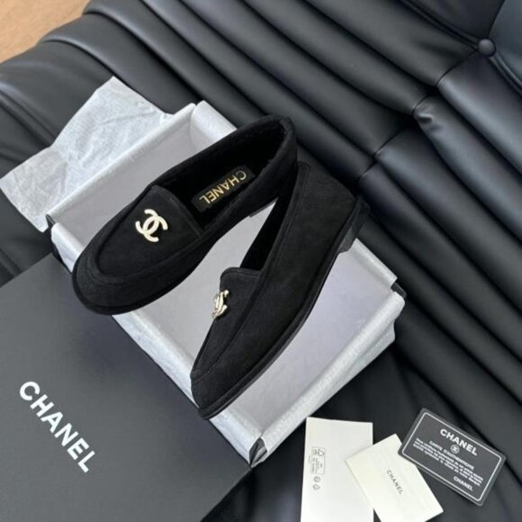 Black Chanel Sherling Loafers size 38 - Picture 4 of 8